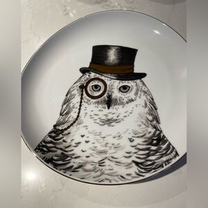 West Elm Dapper Animals Owl Plate- 8.5” Ceramic By Rachel Kozlowski